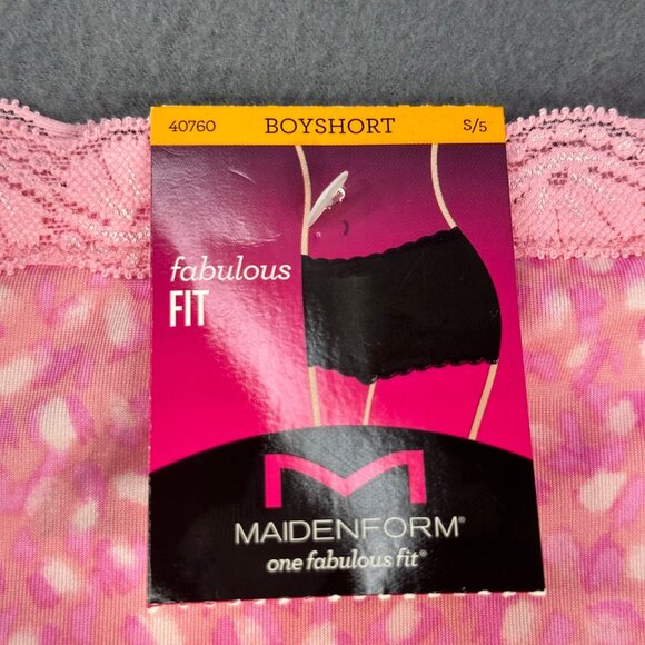 Maidenform Women's Size Small 5 Panty Boyshort Fabulous Fit  Polka Dot Pink New - Picture 3 of 8